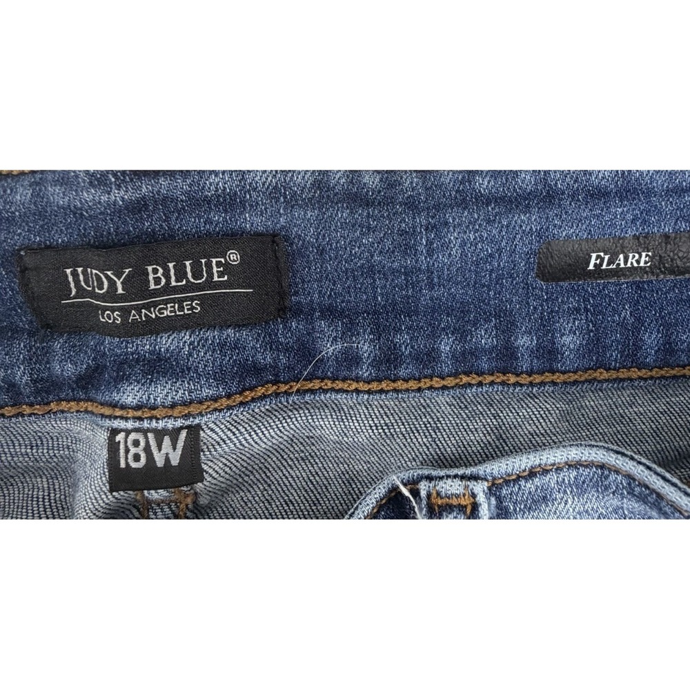 Judy Blue High Rise Flare Women's Jeans Sz 18W Medium Wash Front Seam Stretch - Picture 2 of 8